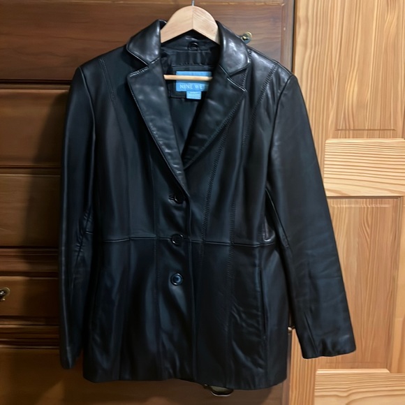Black Leather Jacket (supple and soft) Long Blazer-Style